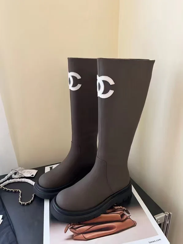 Chanel - Шерстяные сапоги для верховой езды - Коричневые