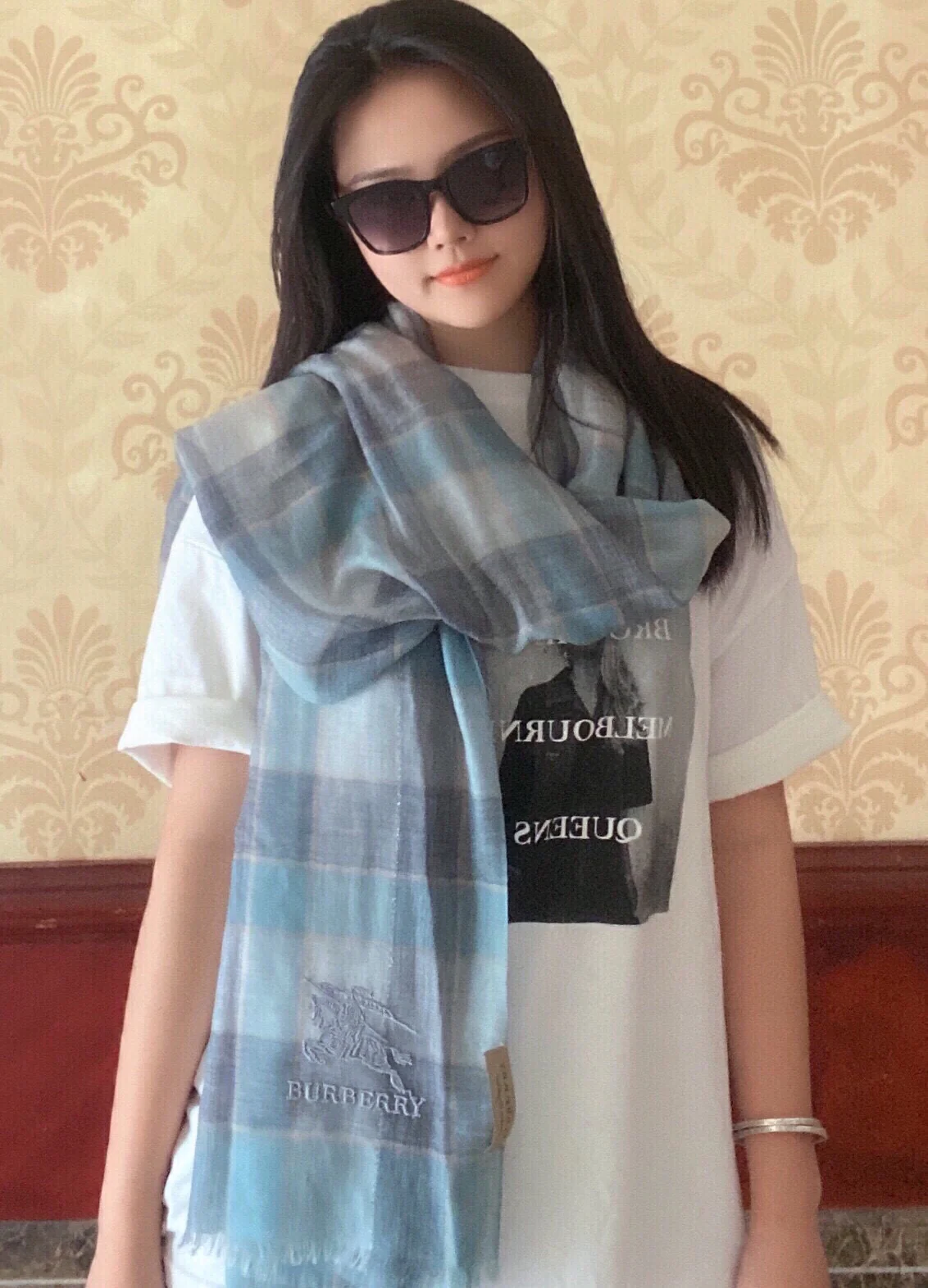 Шарф Burberry Knight Light Check - 90 см - 200 см - 100 см - Чистый кашемир