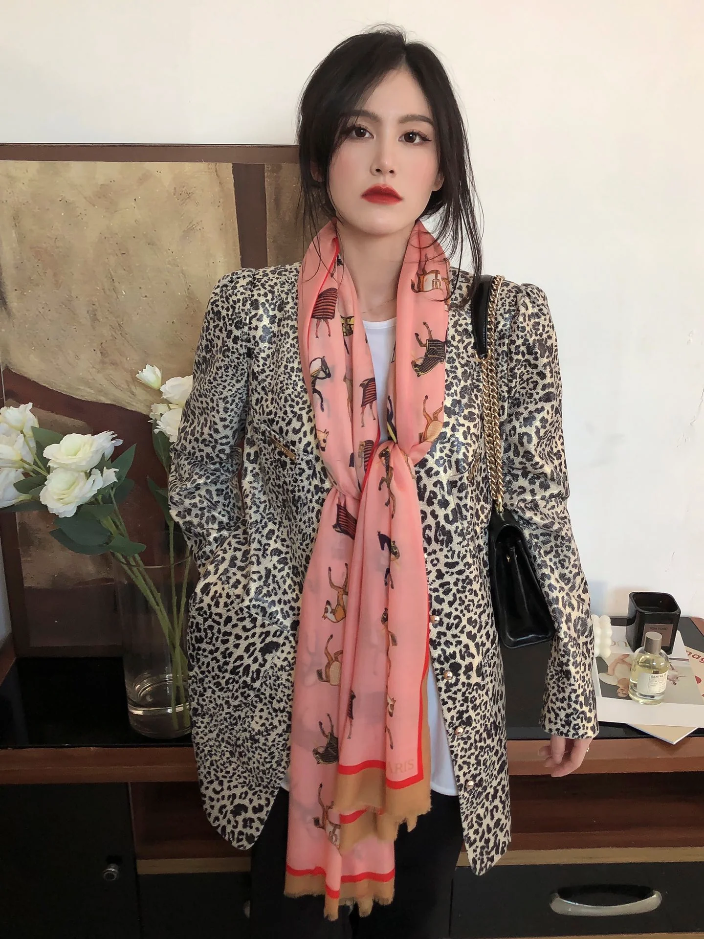 Hermes - Кашемировый длинный шарф премиум-класса, 100-200 см - Розовый