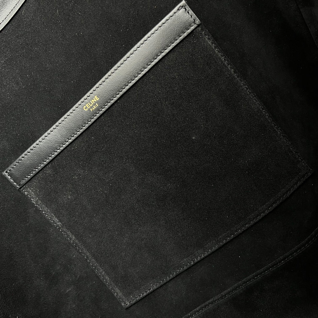 Сумка Celine Cabas Triomphe из гладкой кожи с завязками - черная