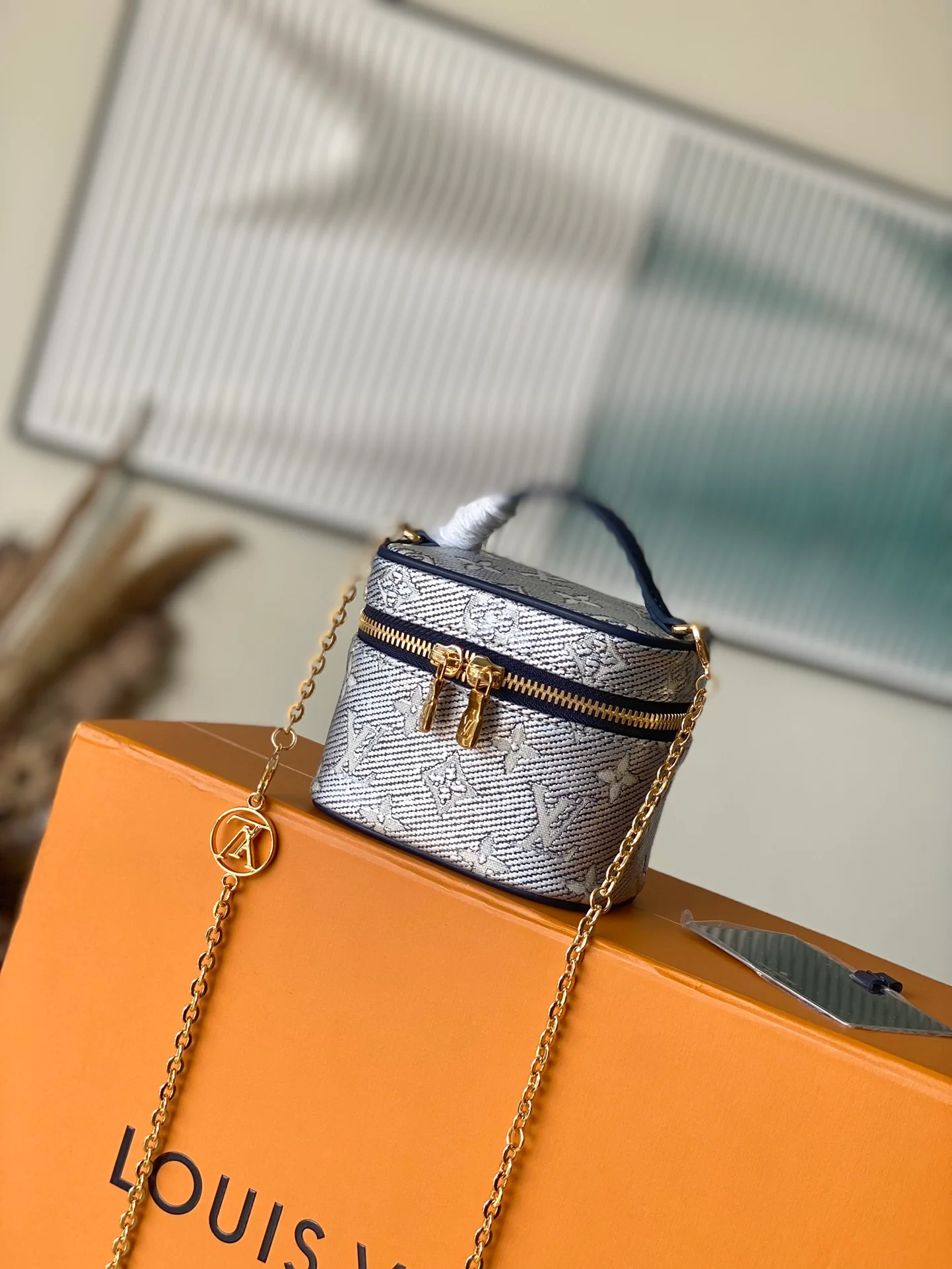 m82467-LV-микро-сумочка для туалетного столика, золотисто-синяя