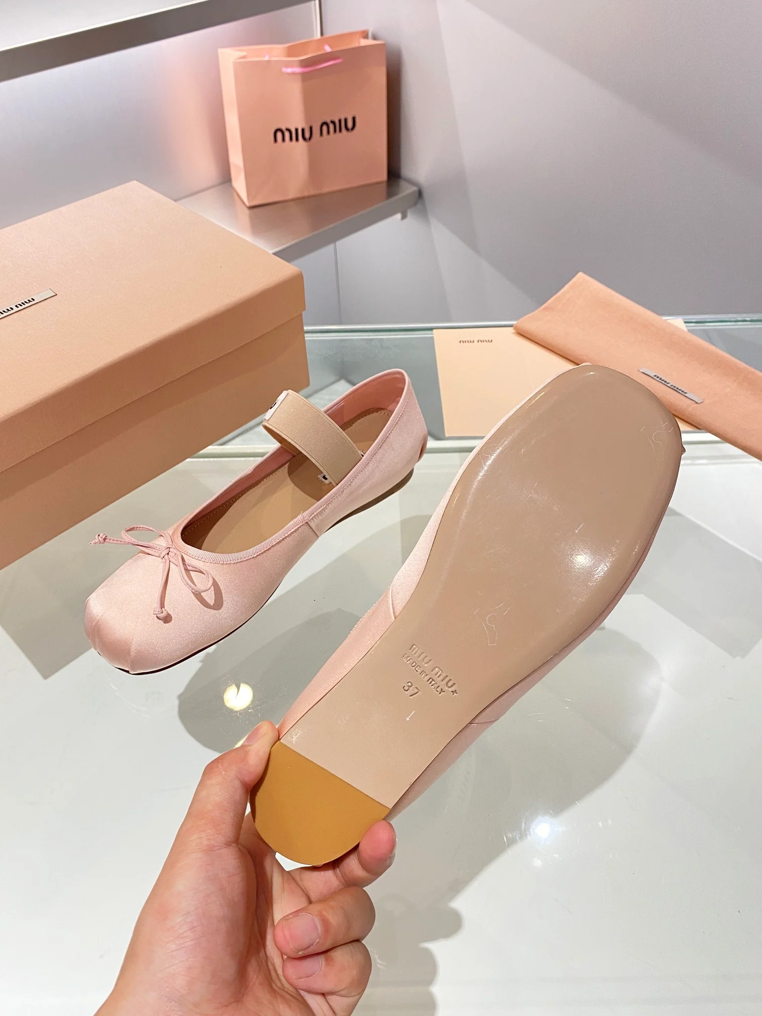 Новые поступления коллекции Miu Miu осень/зима 2023 - Балетки - Балетки - Розовые