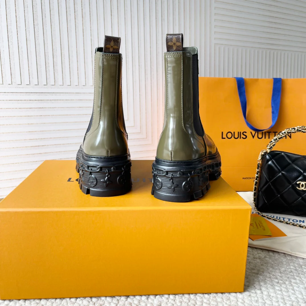 Ботильоны на платформе LV-2024 - темно-зеленые