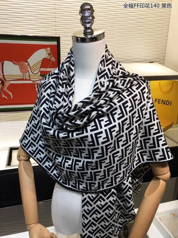 Fendi - Шарф с принтом FF во всю ширину - 140 - Кашемировый шелковый шарф