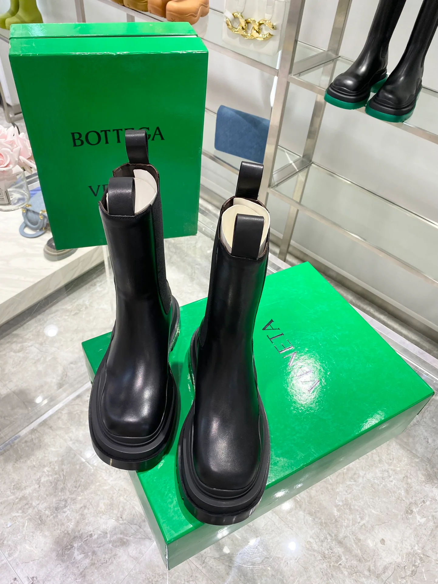 Сапоги BV до середины икры - черные