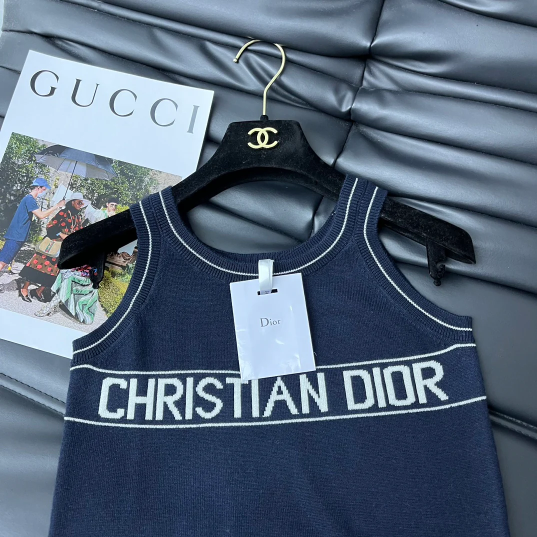 Dior - 2403-24 Новинка: Вязаный жилет с буквами - Синий