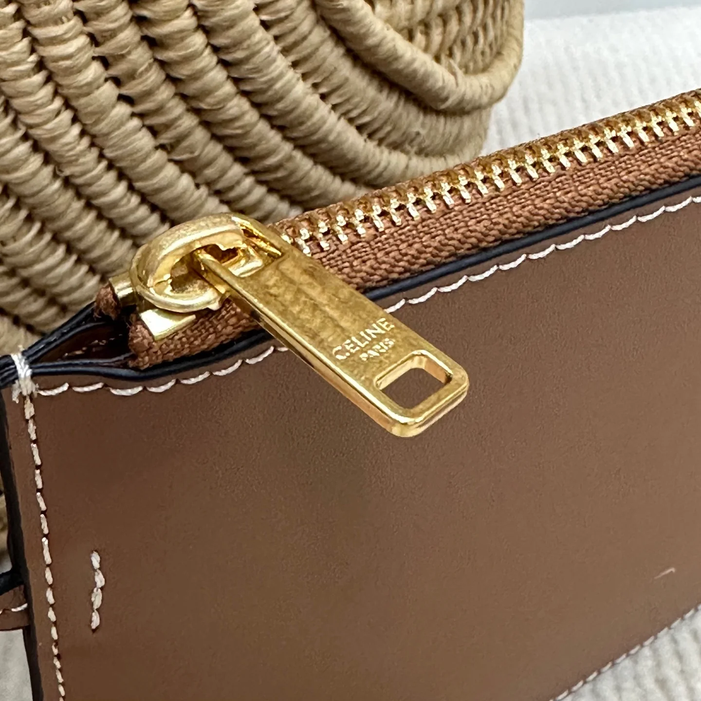 Плетеная кожаная корзина Celine Triomphe - большая