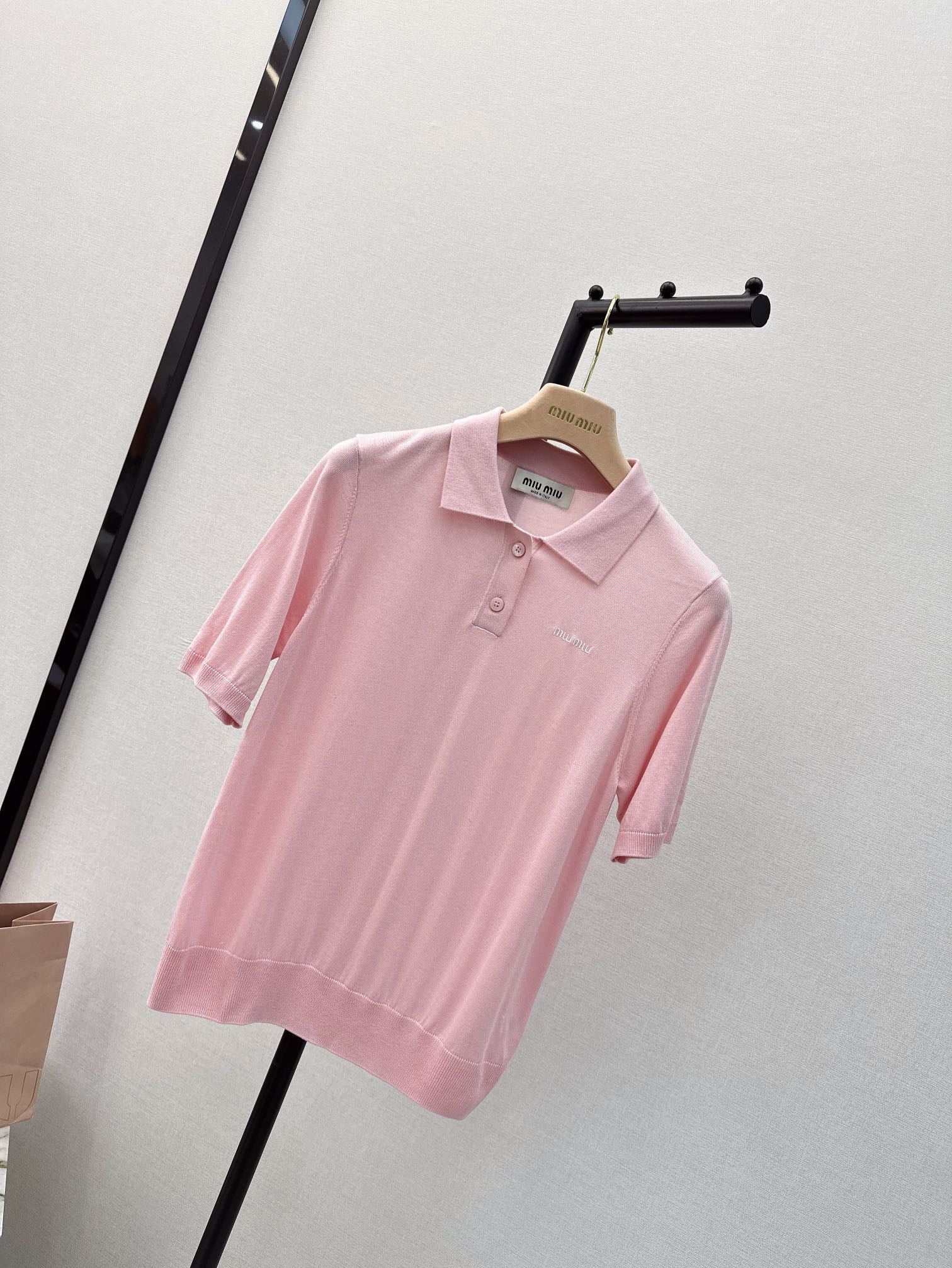 Miu Miu - 2404 - 24ss Весенне-летний новый вязаный свитер-поло - Розовый