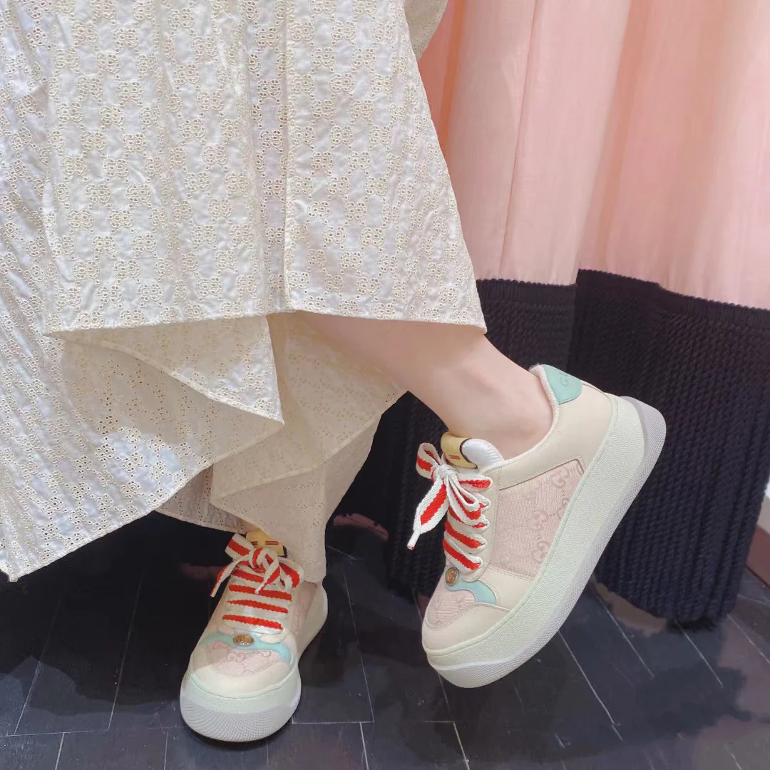 Новинка Gucci 2023 года - Туфли на платформе Dirty Shoes - Розовые