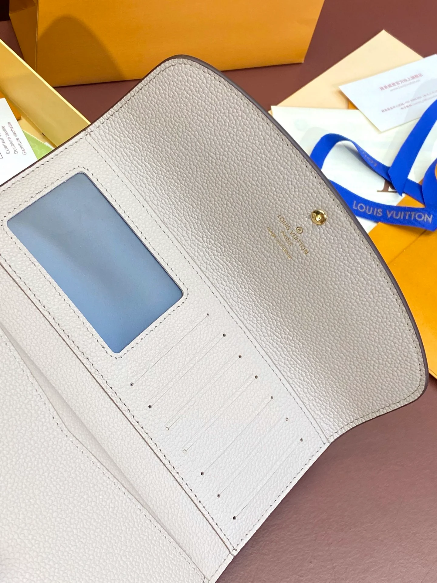 LV-m60699-Длинный трехсекционный кошелек-Серый