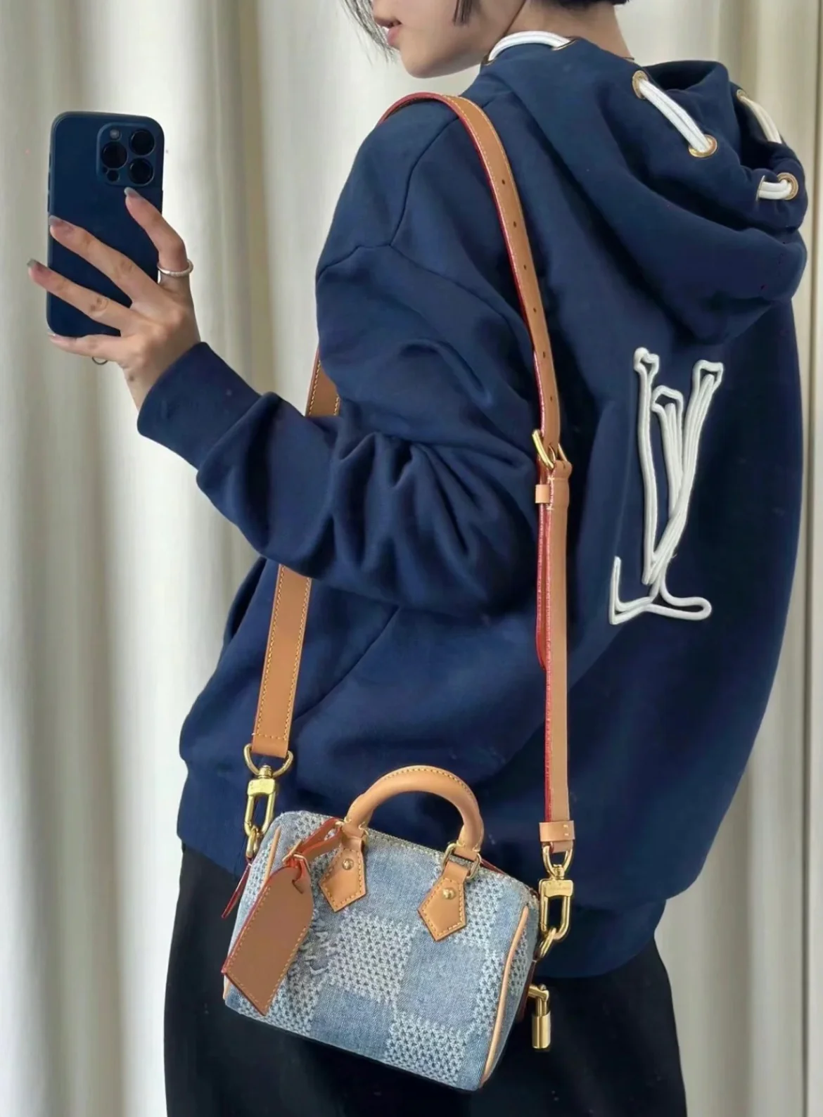 m40682-LV-nano-speedy handbag-denim blue