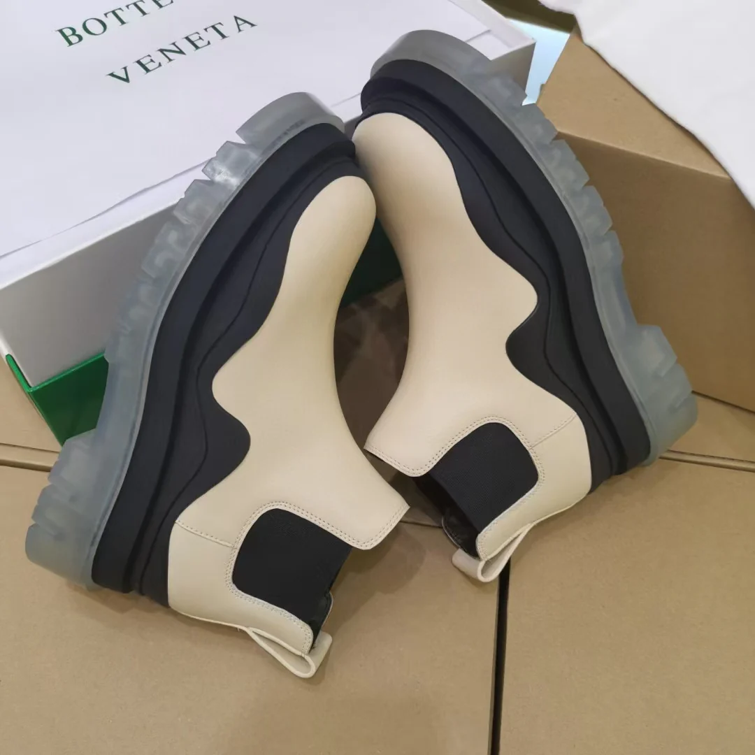 BV - Прозрачная подошва - Платформа - Белые ботинки - Высокие ботинки