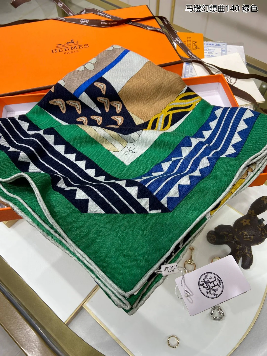 Шарф Hermes Stirrup Fantasy - 140 см - 70% кашемир - 30% шелк - 2%