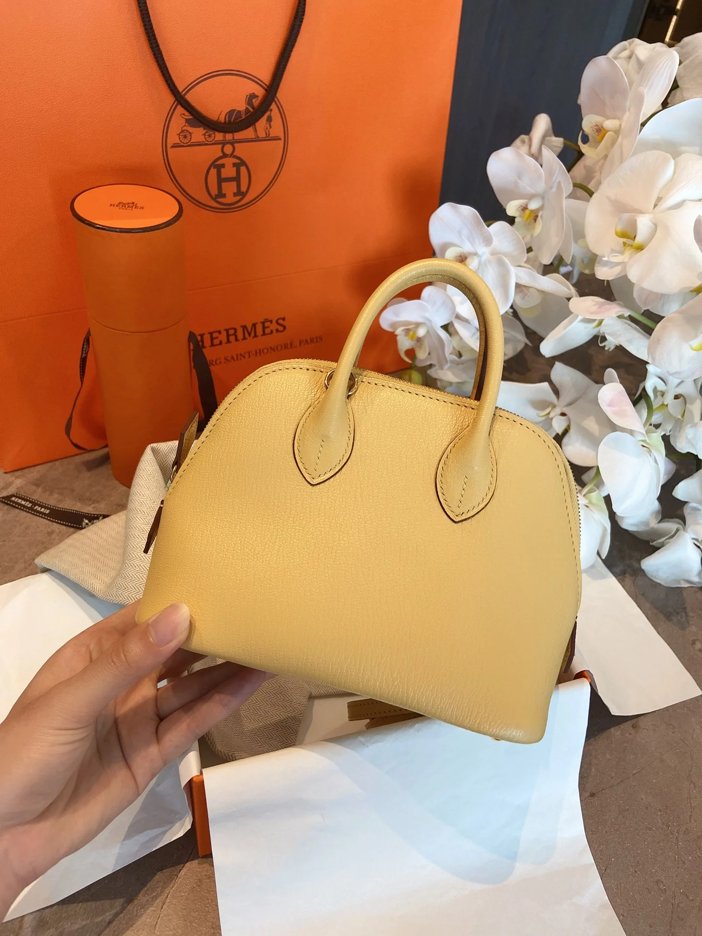 Hermes Bolide Mini Goatskin 1s Wheat Yellow