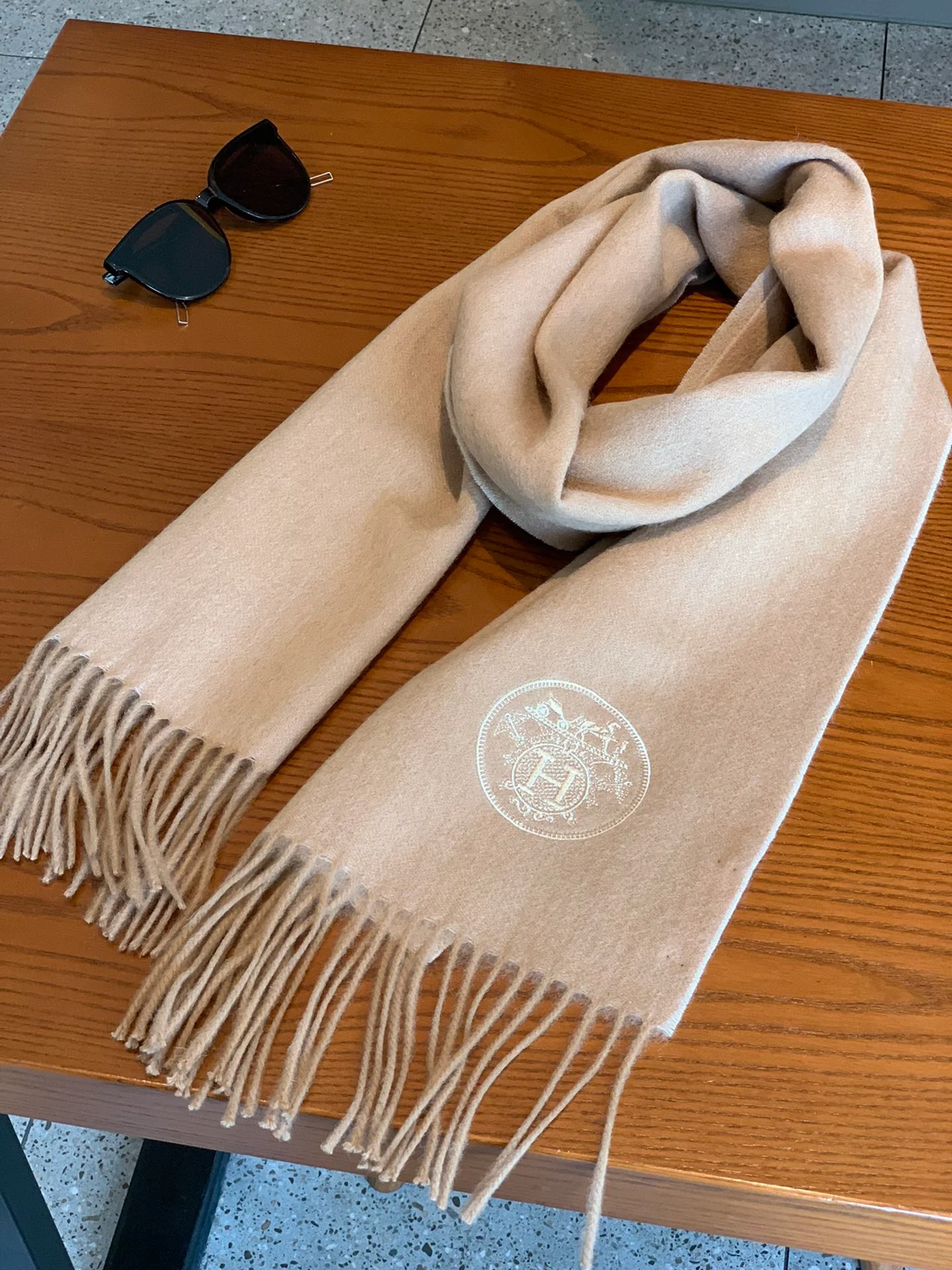 Двусторонний кашемировый шарф Hermes - 180-35 см