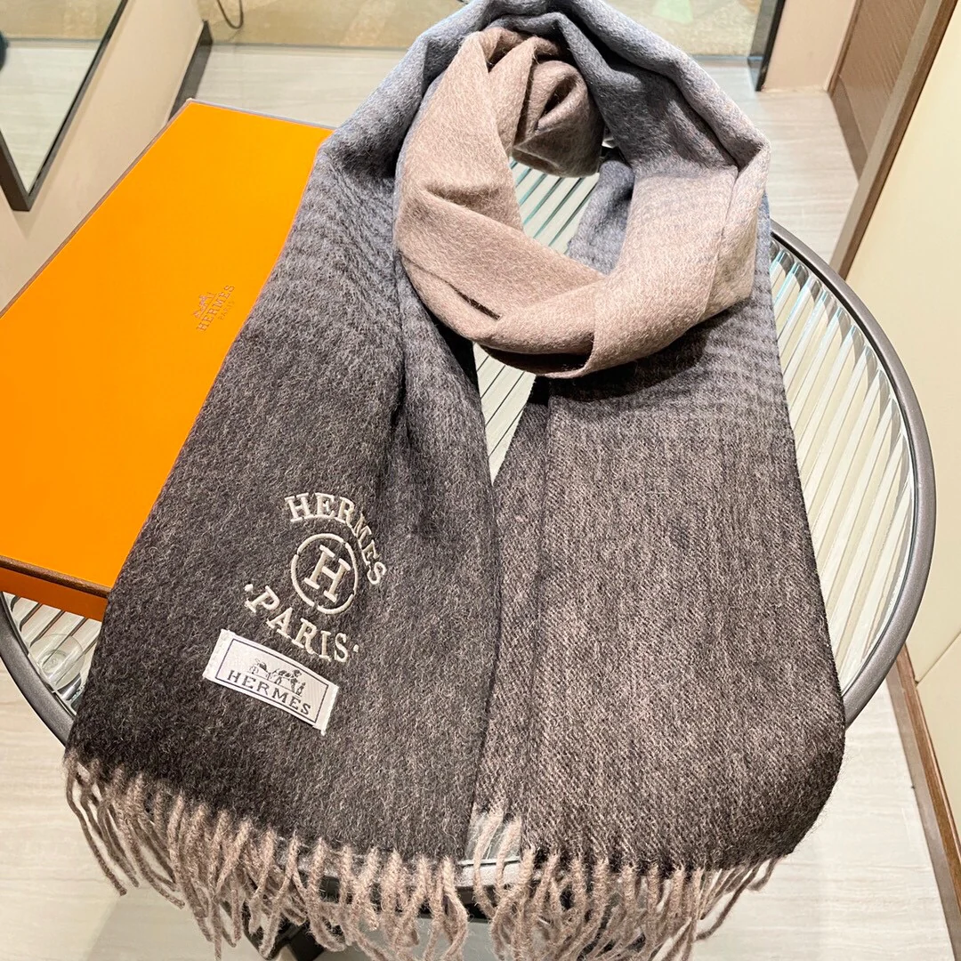 Кашемировый шарф Hermes с градиентным рисунком - 32 см - 180 см