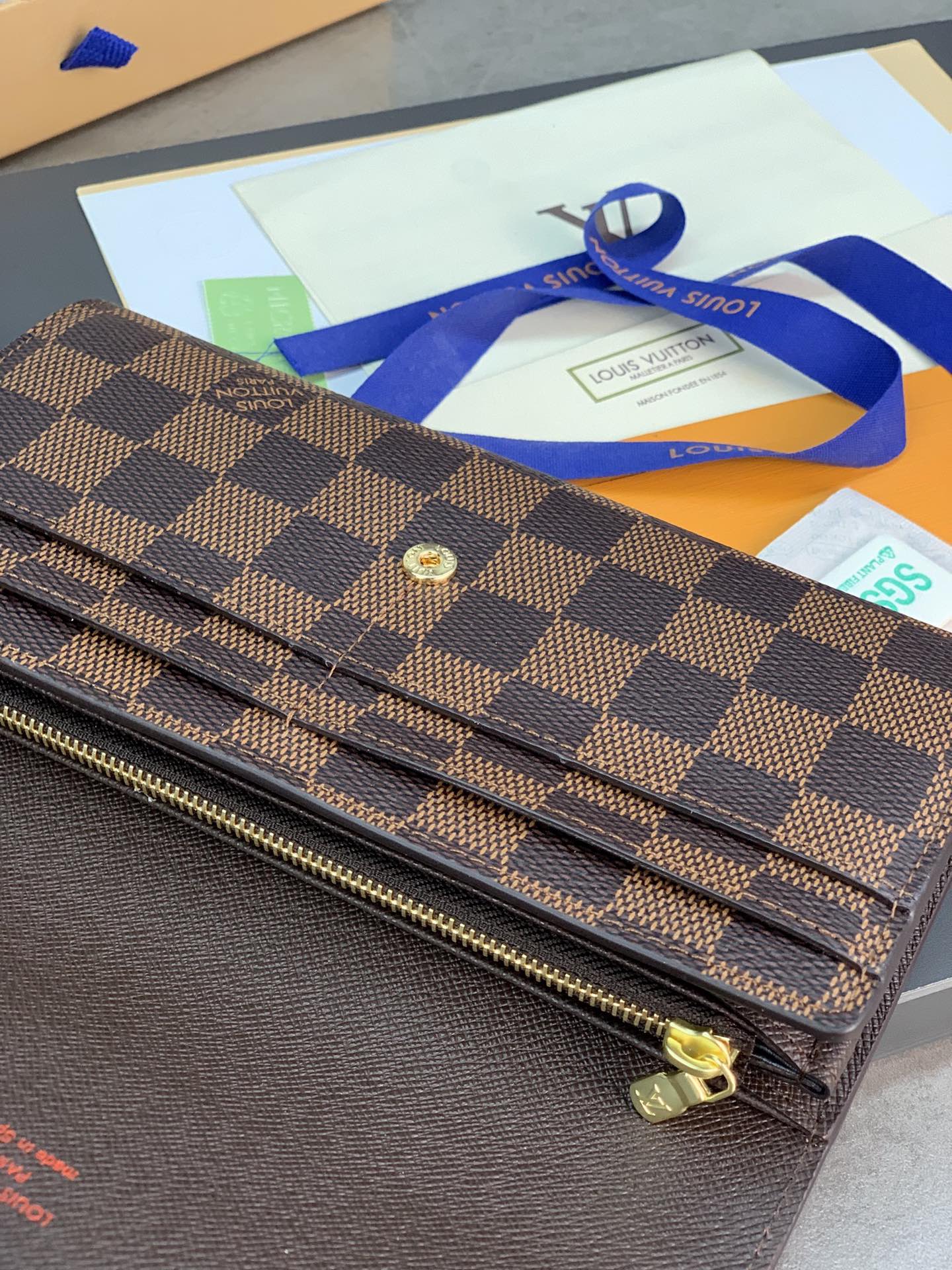 LV-m63209 - Кошелек-конверт - Кофейный клетчатый узор