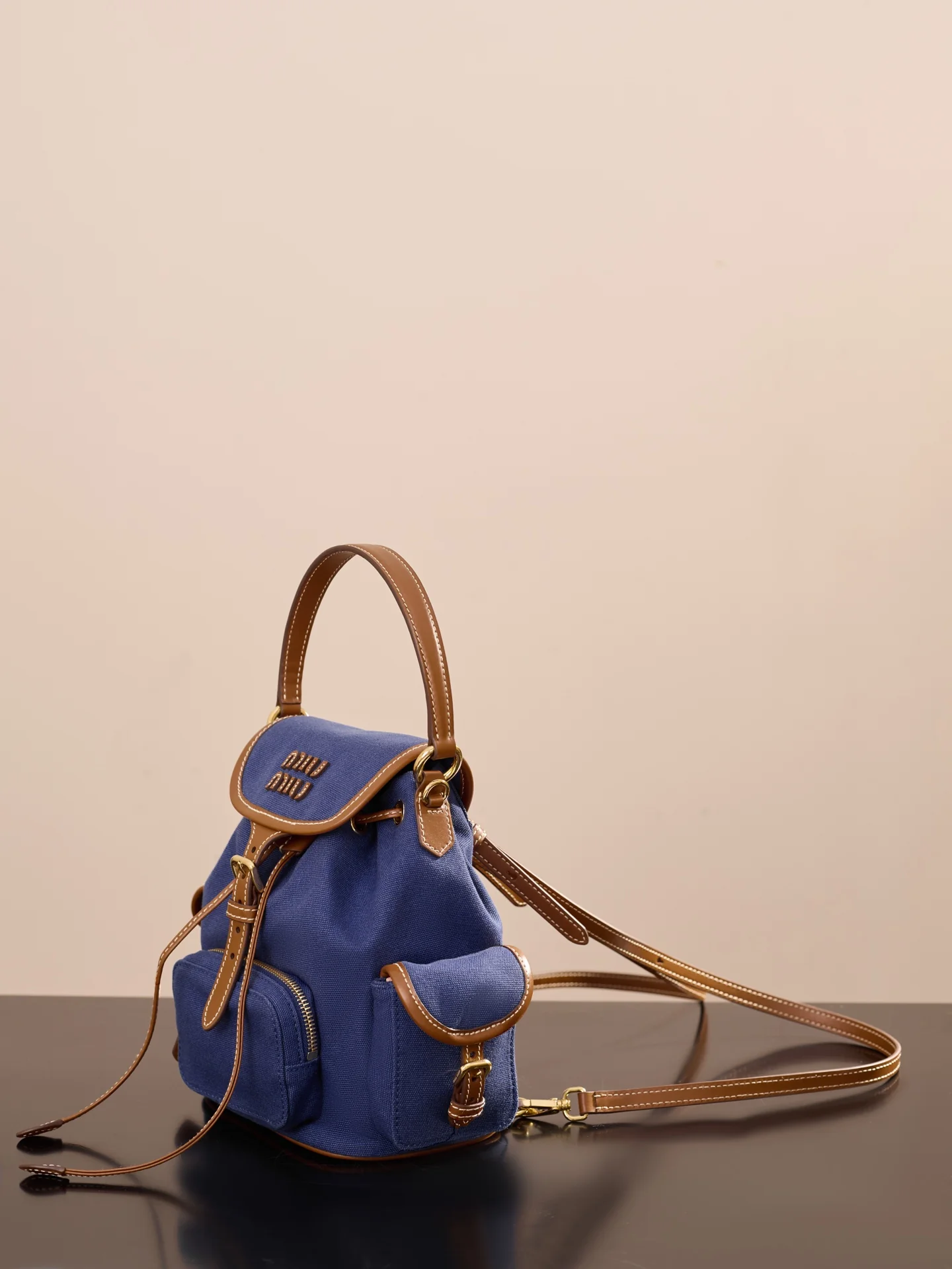 Рюкзак Miu Miu-5bz043m1280, маленький, синий.