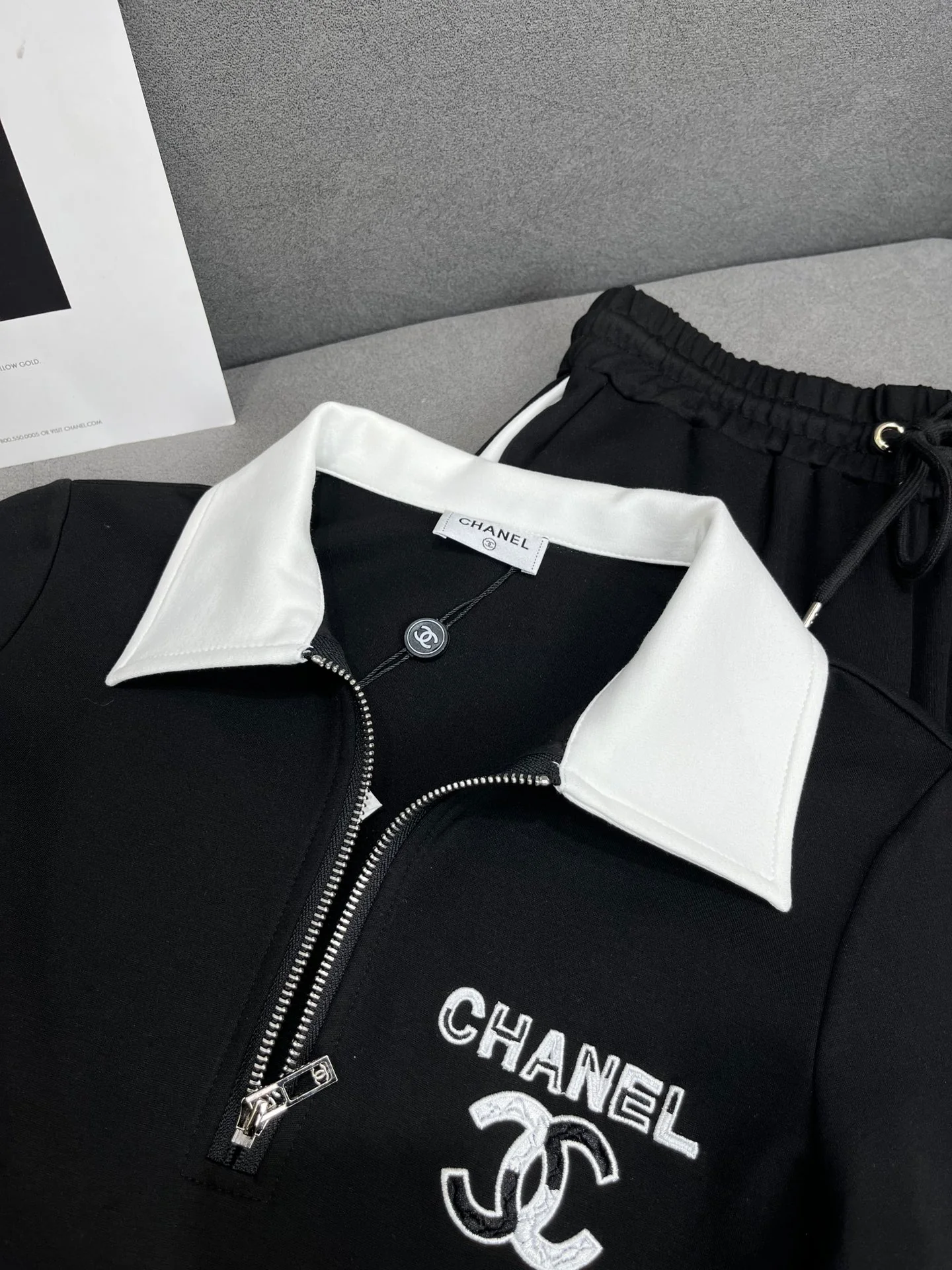 Летний костюм Chanel 2403-24ss с отложным воротником - черный