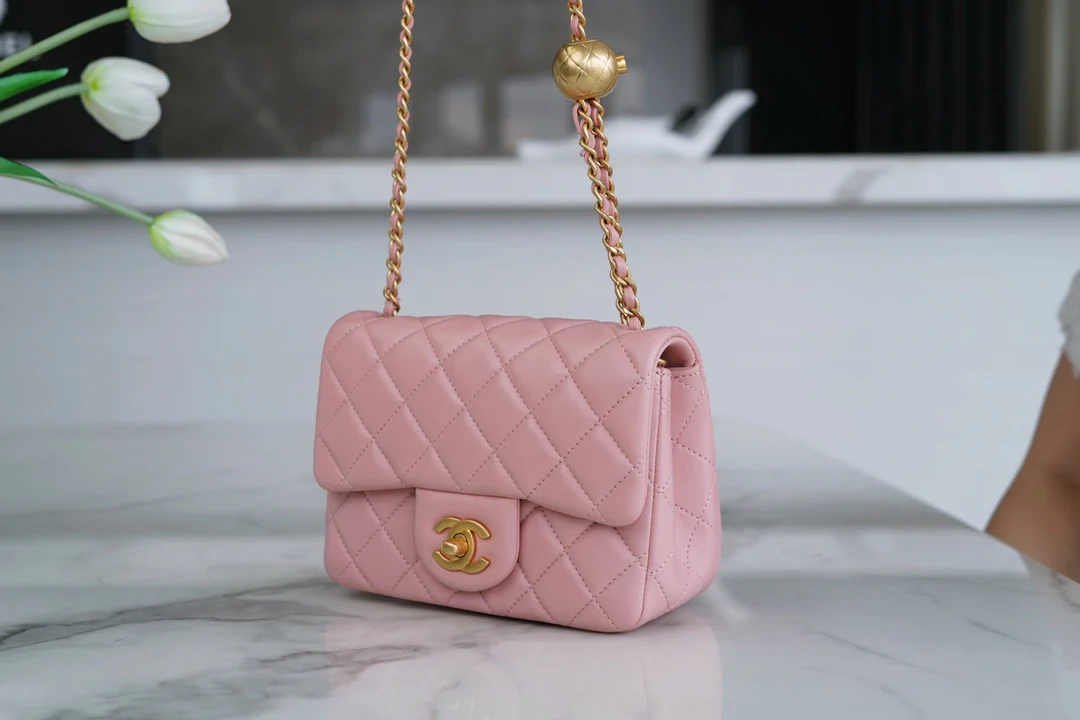 Chanel 23k Gold Globe Square Pink