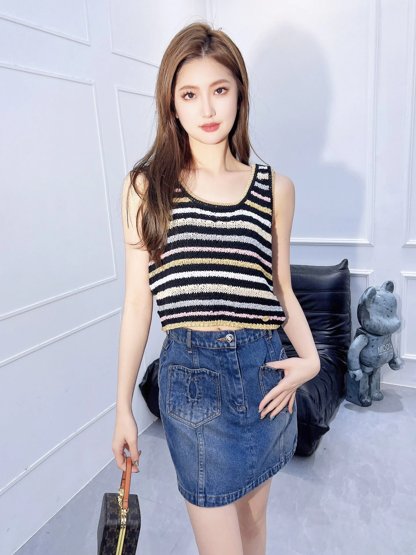 Chanel 2403 - Вязаная майка в яркую полоску