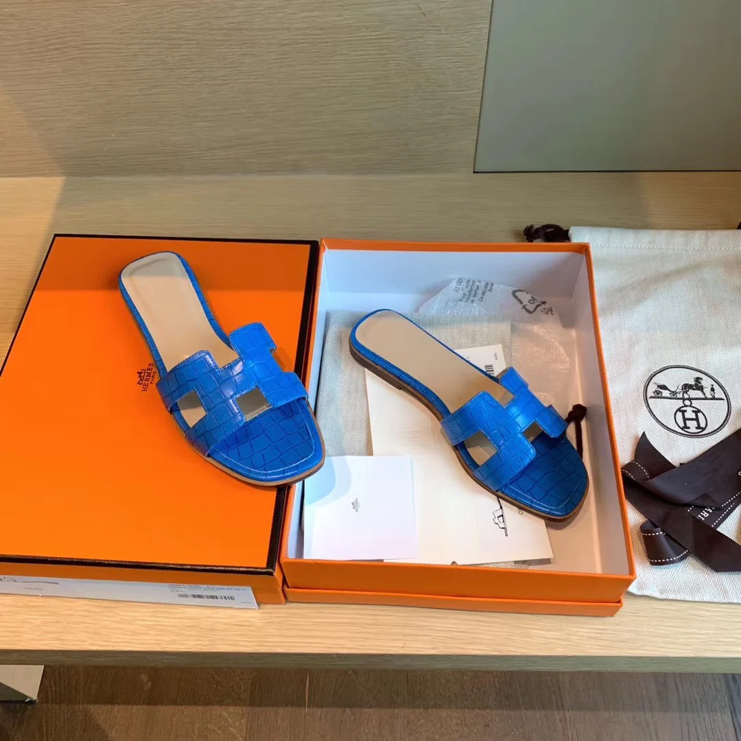 Сандалии Hermes на плоской подошве - узор 