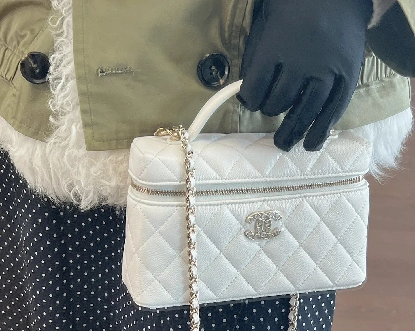 Сумочка Chanel 25p Heart Diamond LP с цепочкой - белая