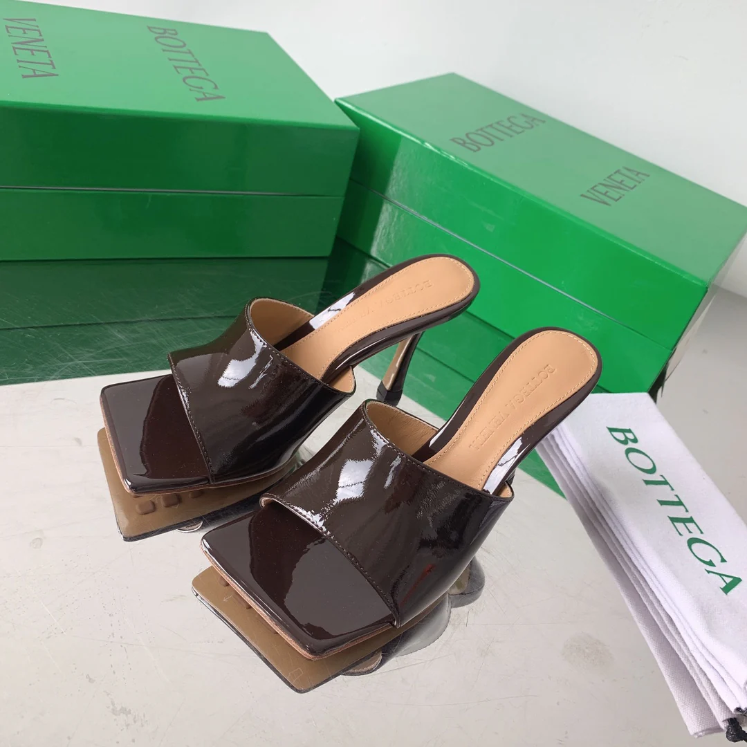 Bottega Veneta - Туфли на шпильке с квадратным носком - Мюли на высоком каблуке - Темно-коричневые