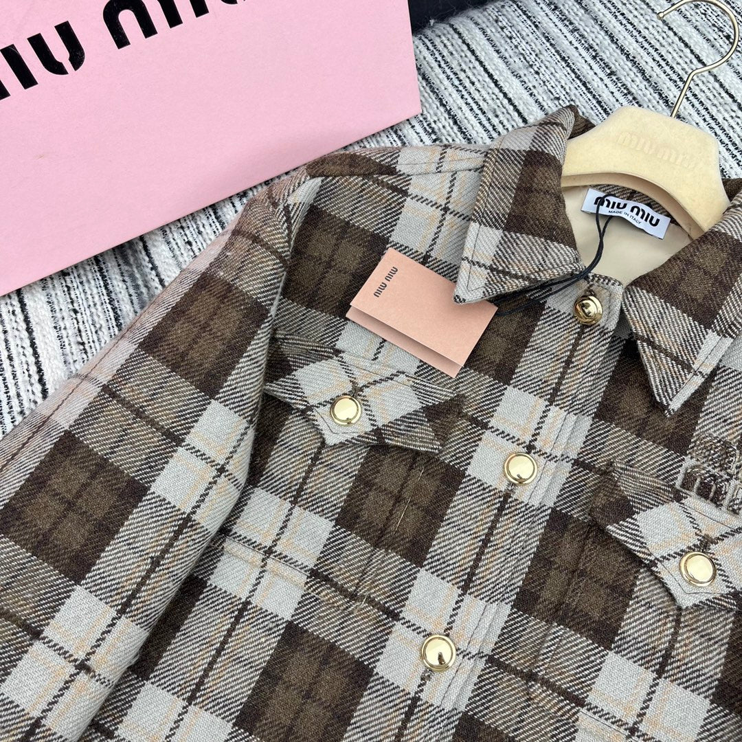 Miu Miu - 2404 - Новая клетчатая рубашка-куртка с воротником