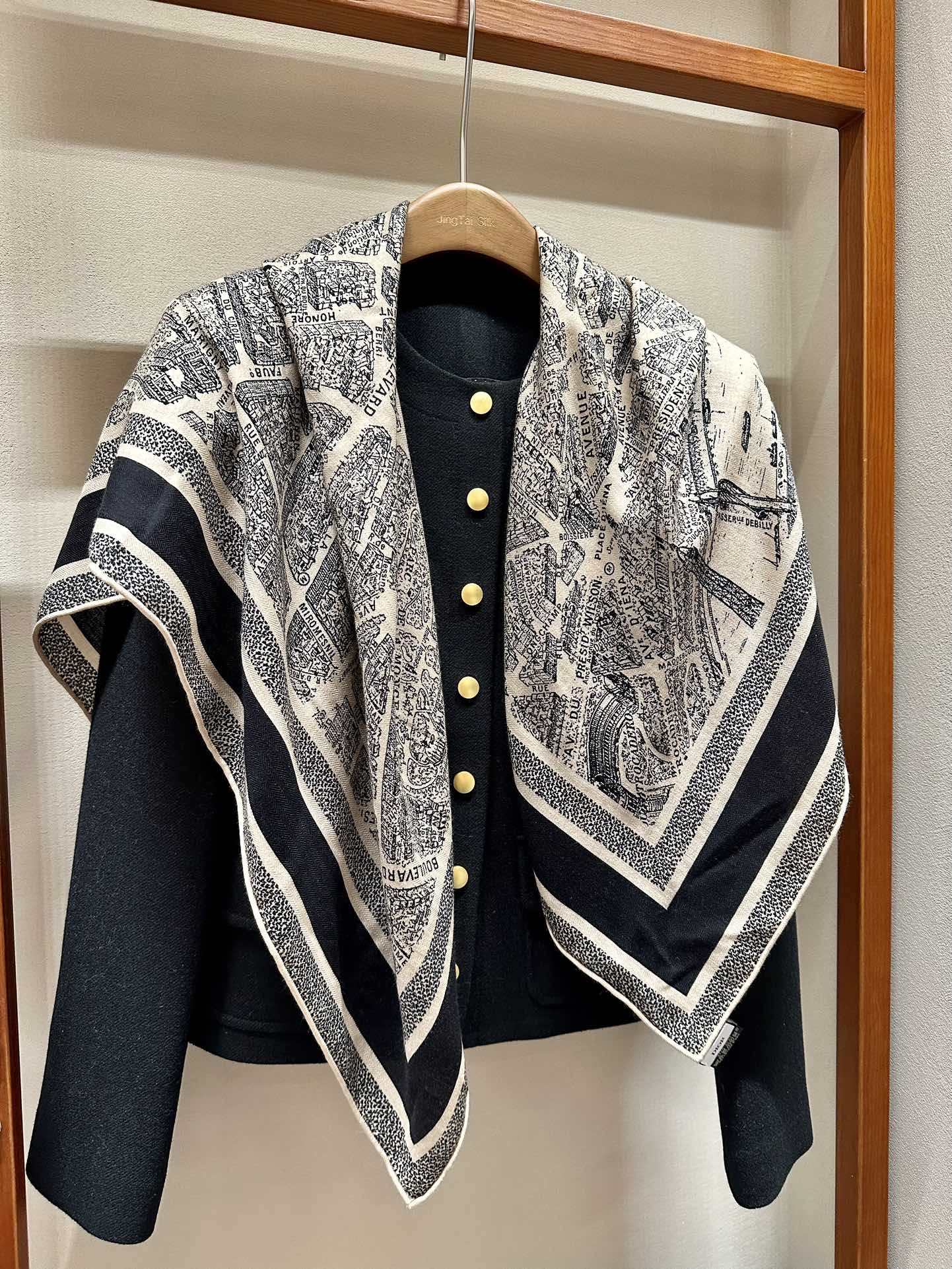 Шарф Dior 2024 Paris Map Scarf - 110-110-Beige