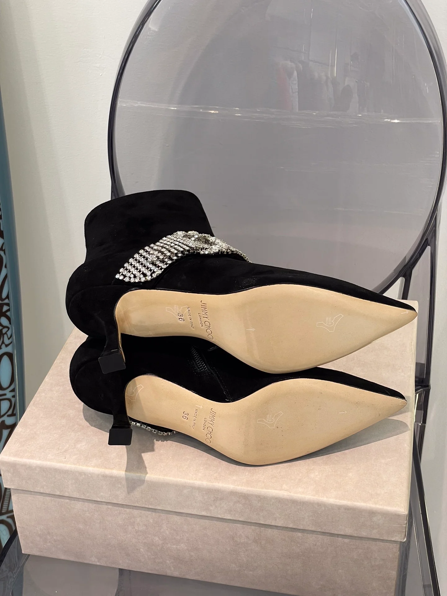 Ботильоны Jimmy на шпильке со стразами - 2 шт.