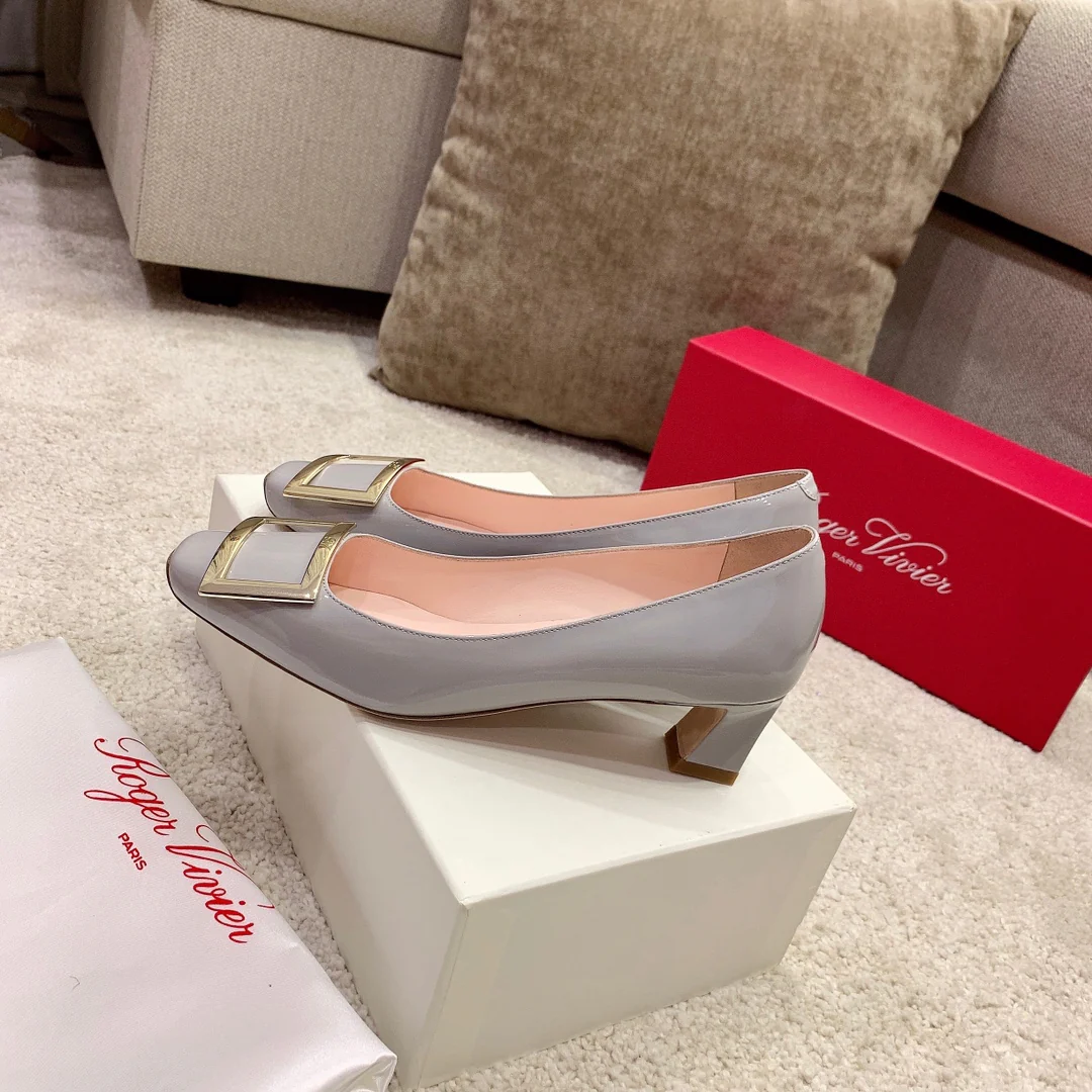 RV - Классические туфли с квадратной пряжкой - Серые