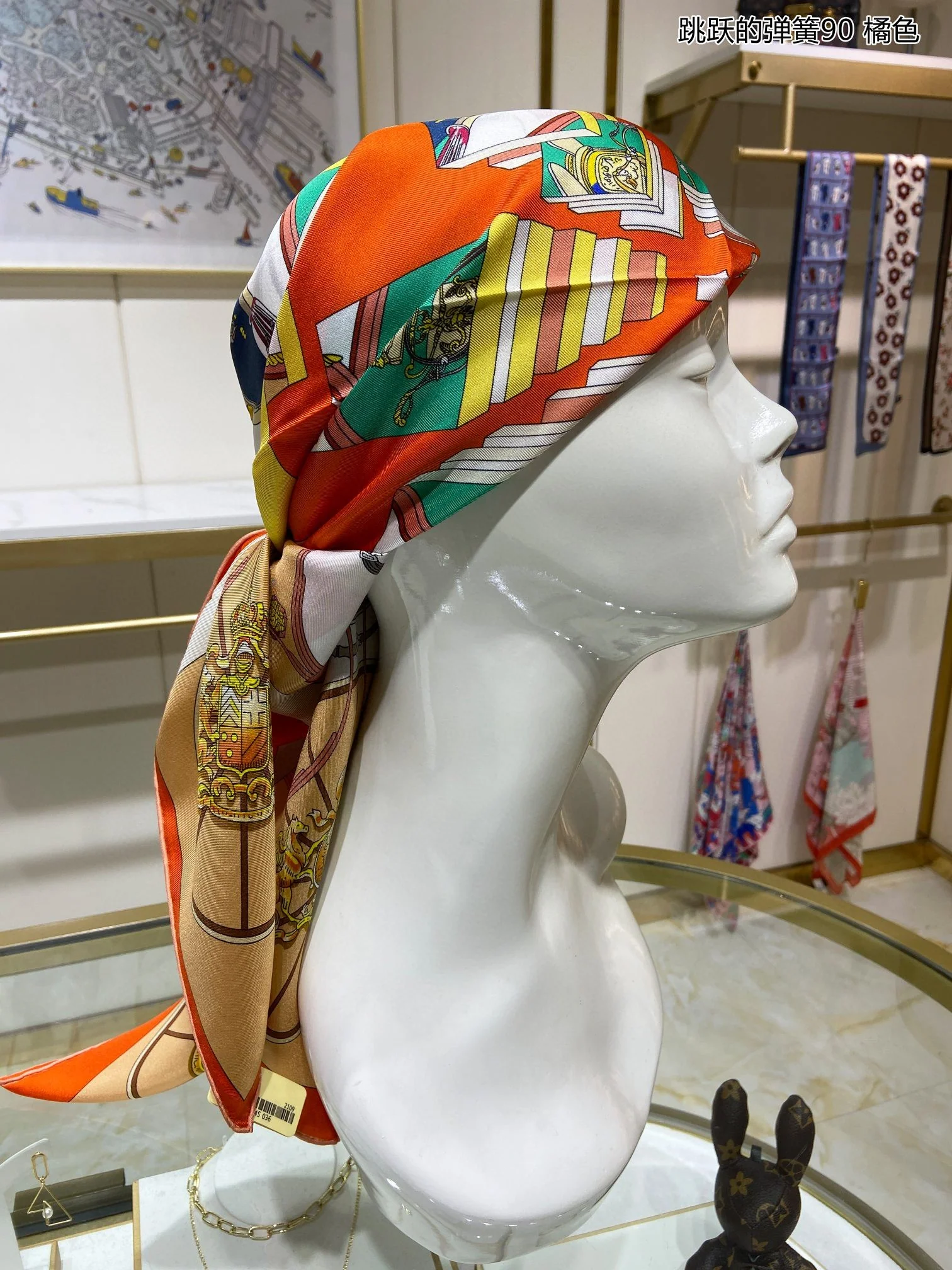 Hermes - Весенний шарф Jumping Spring - 90 см - 90 см - 100 см - Шелк саржевого переплетения высшего качества - 1