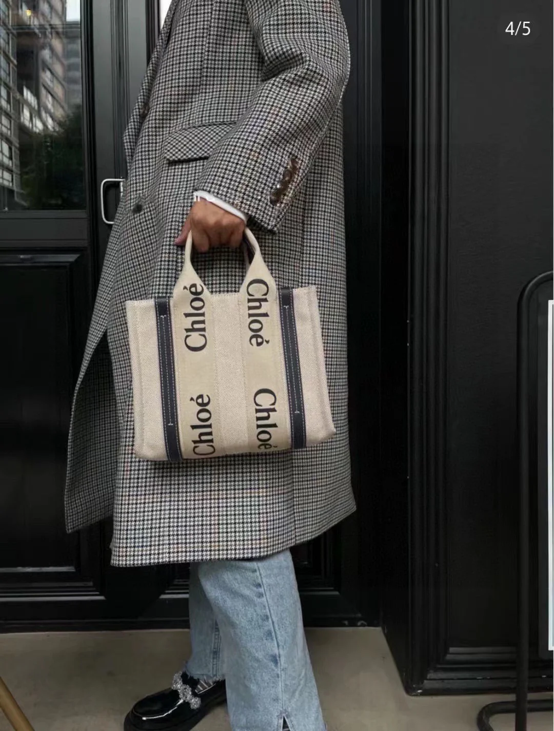 Сумка-тоут Chloe Woody - Маленькая - Черно-синяя