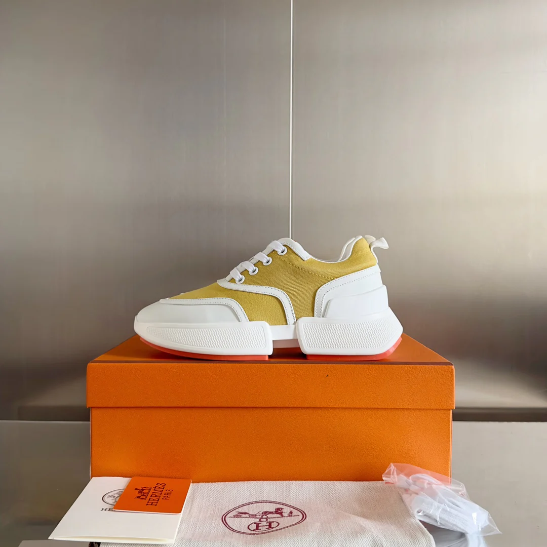 Новые повседневные кроссовки Hermes Giga Series 2023, унисекс, желтые.