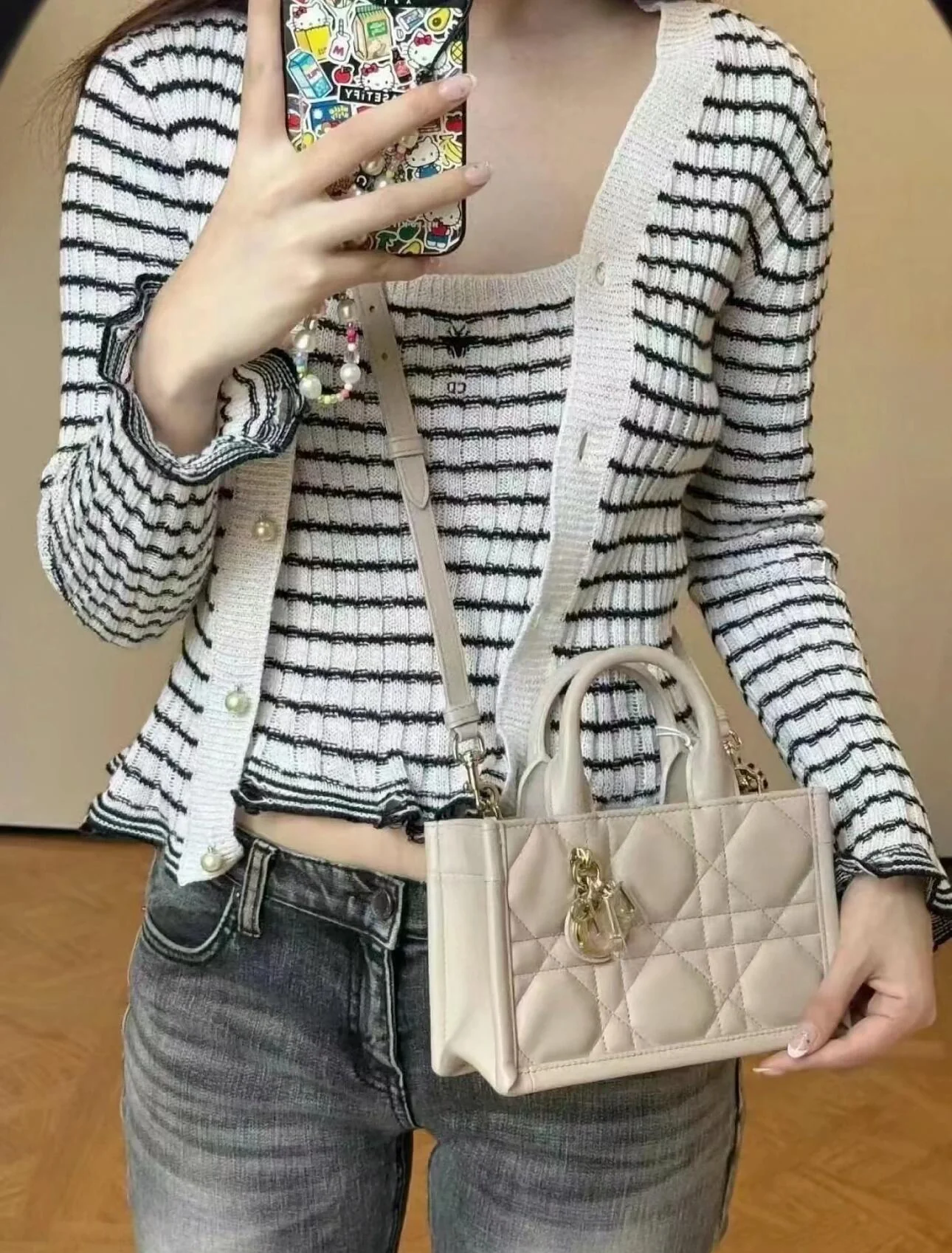 Сумка-тоут Dior Book с ремешками - розовато-абрикосовая - мини