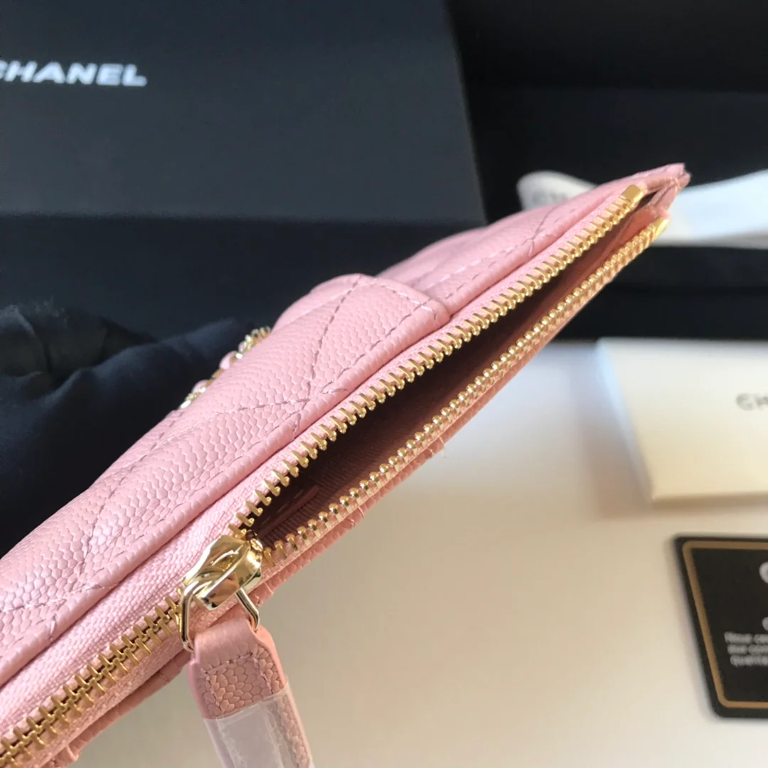 Chanel - Длинный кошелек/держатель для карт на молнии - Плоский длинный кошелек