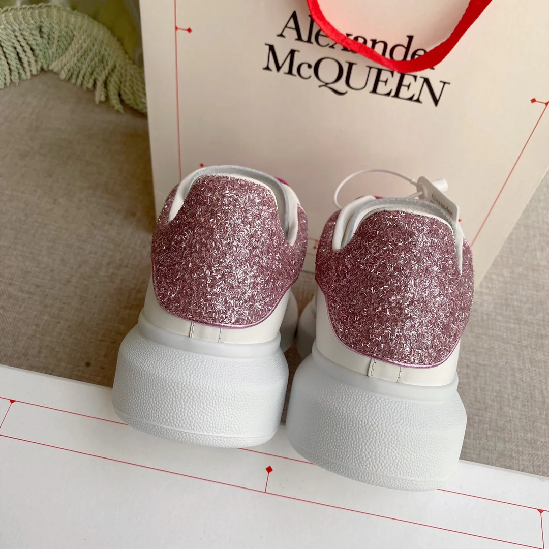 McQueen - Розовые - С блестящим низом - Белые кроссовки