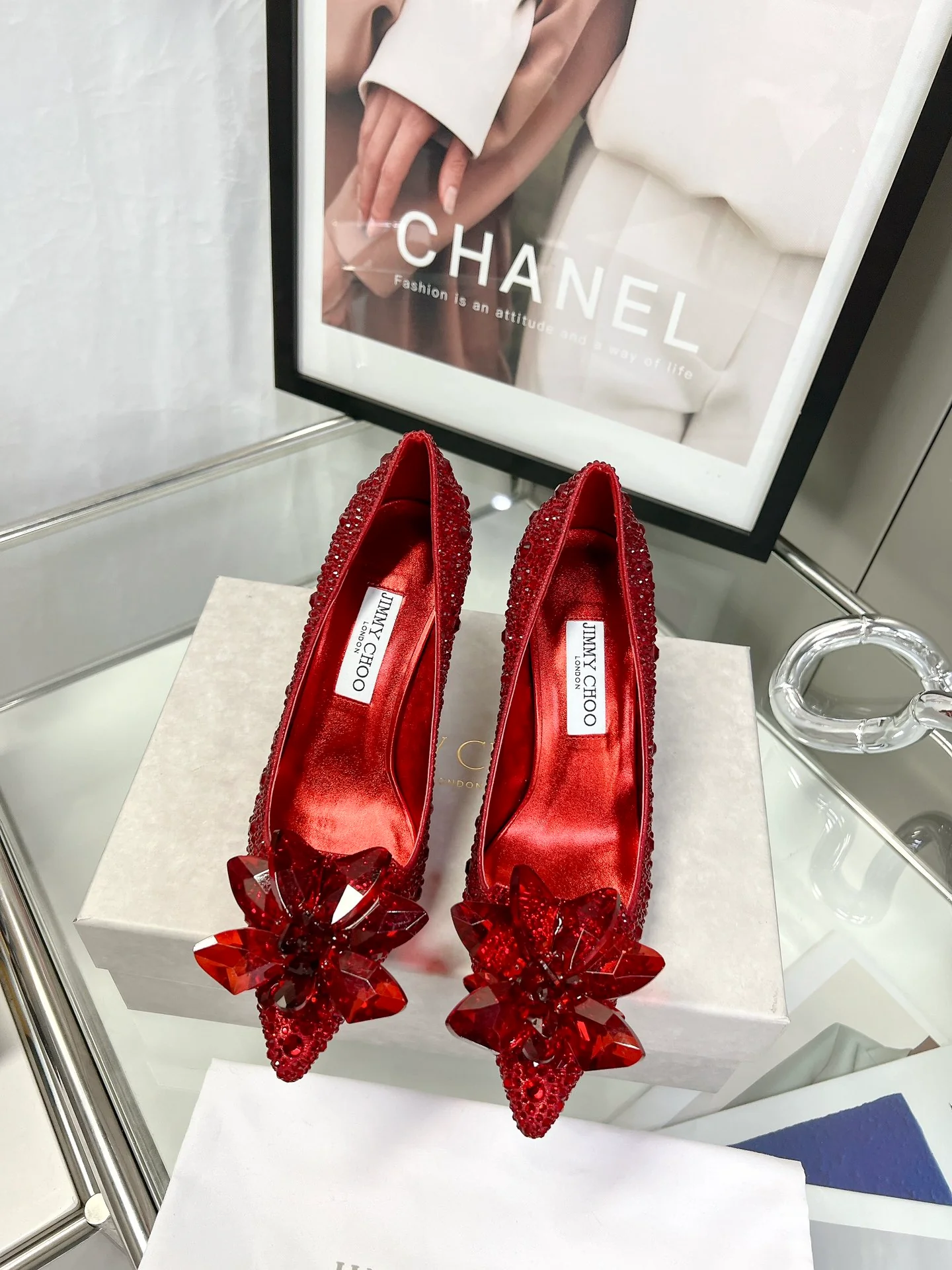 Свадебные туфли Jimmy Crystal - на высоком каблуке - красные