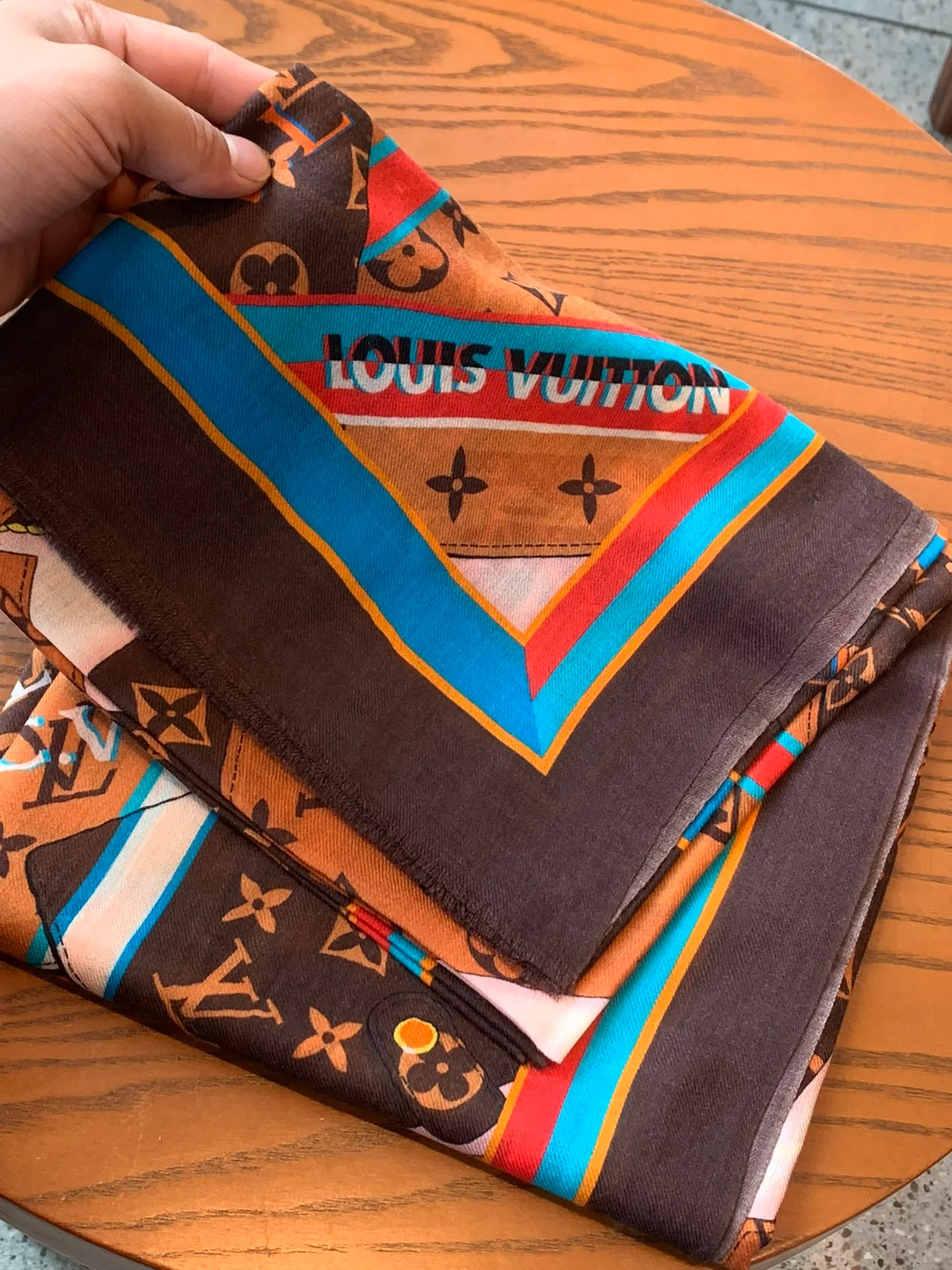 Длинный шарф LV с узором в виде кошелька - 110-200 см - 100% кашемир - 1 шт.