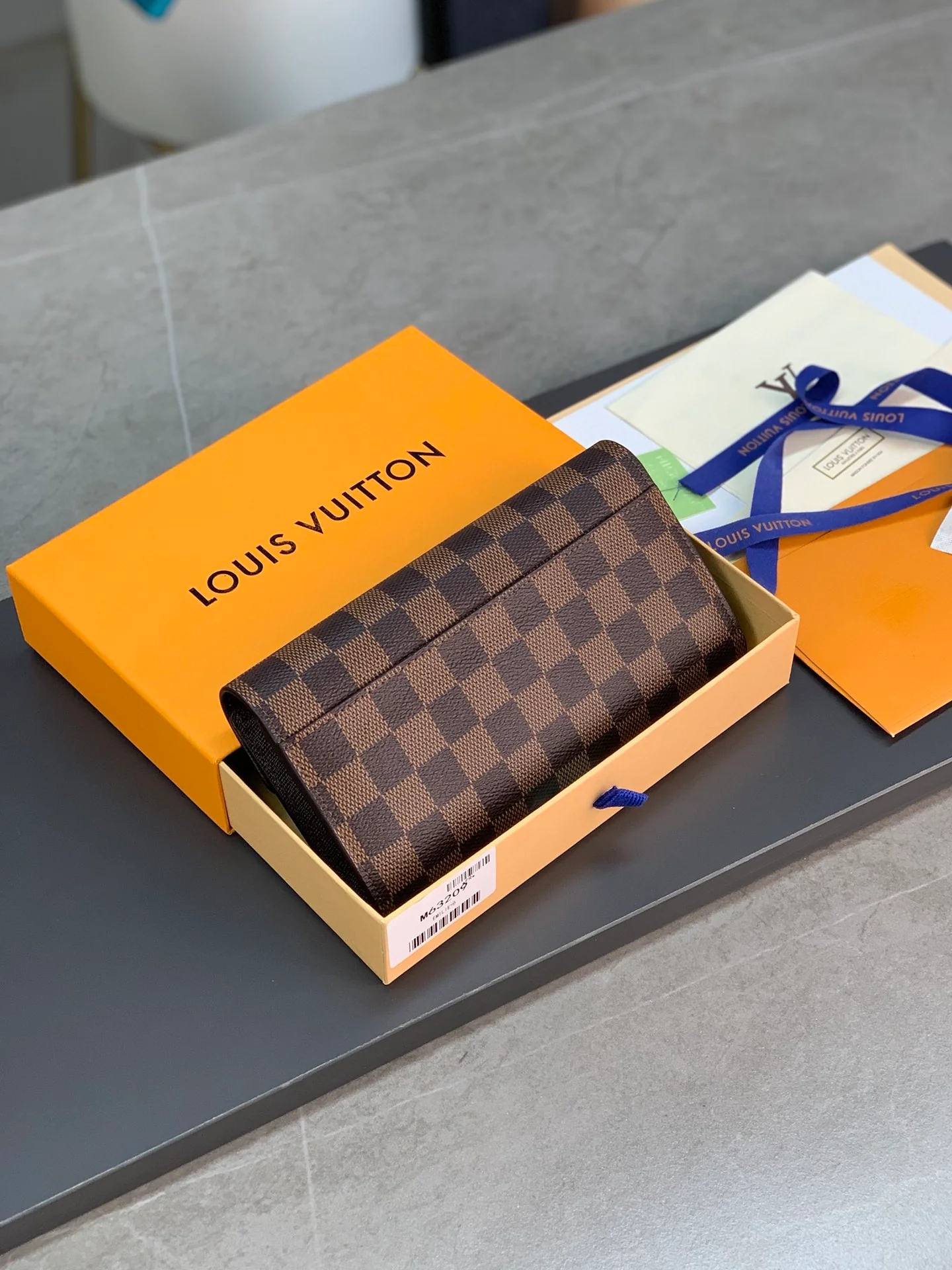 LV-m63209 - Кошелек-конверт - Кофейный клетчатый узор