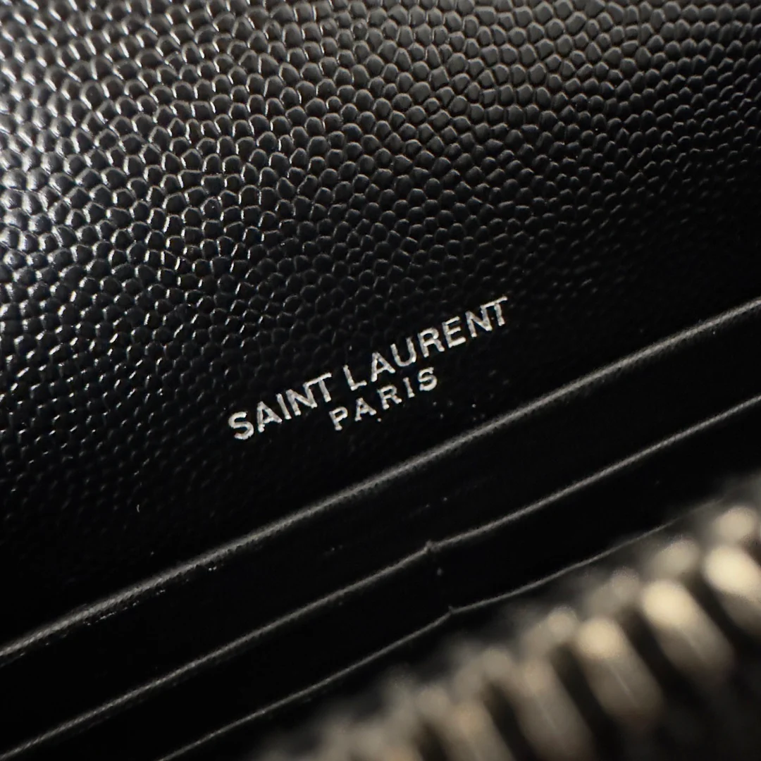 YSL Monogram Caviar - WOC - Черный с серебряной пряжкой - 19 см