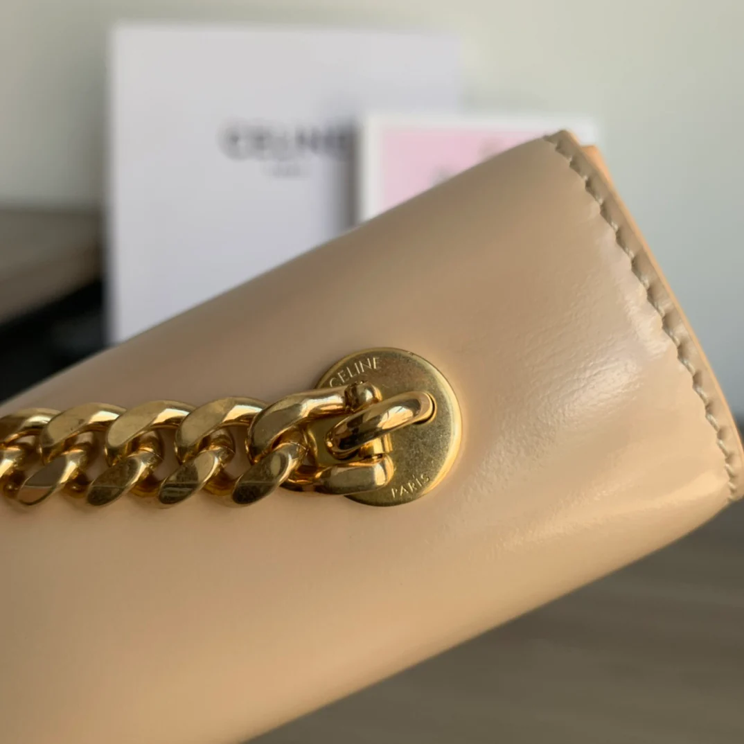 Celine - Кожаная сумка с пряжкой и цепочкой - Подмышечная сумка - Розовая