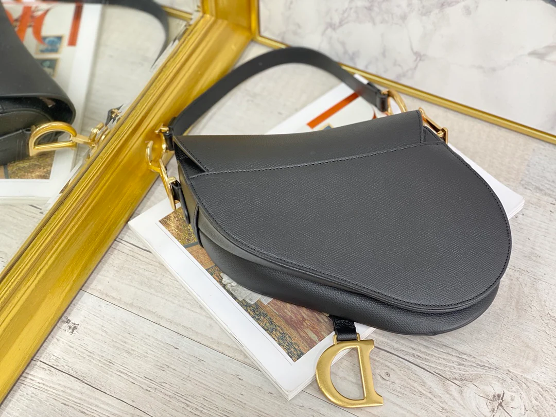 Сумка Dior Saddle Bag - с принтом под пальмы - большая, черная - 25 см