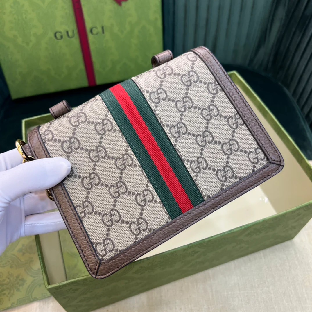 Мини-сумочка Gucci Ophidia/сумка через плечо - 17,5x13x6 см - отделка Monogram Coffee