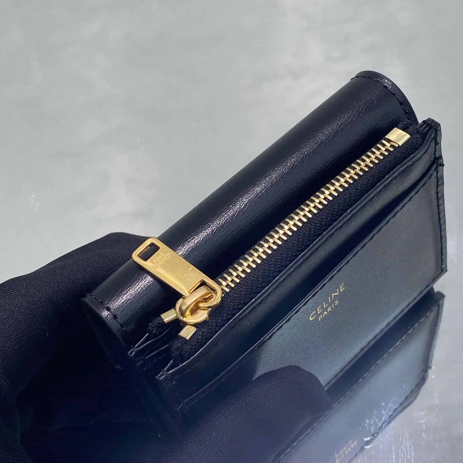 Celine-TRIOMPHE 二合一款翻盖钱包 黑色