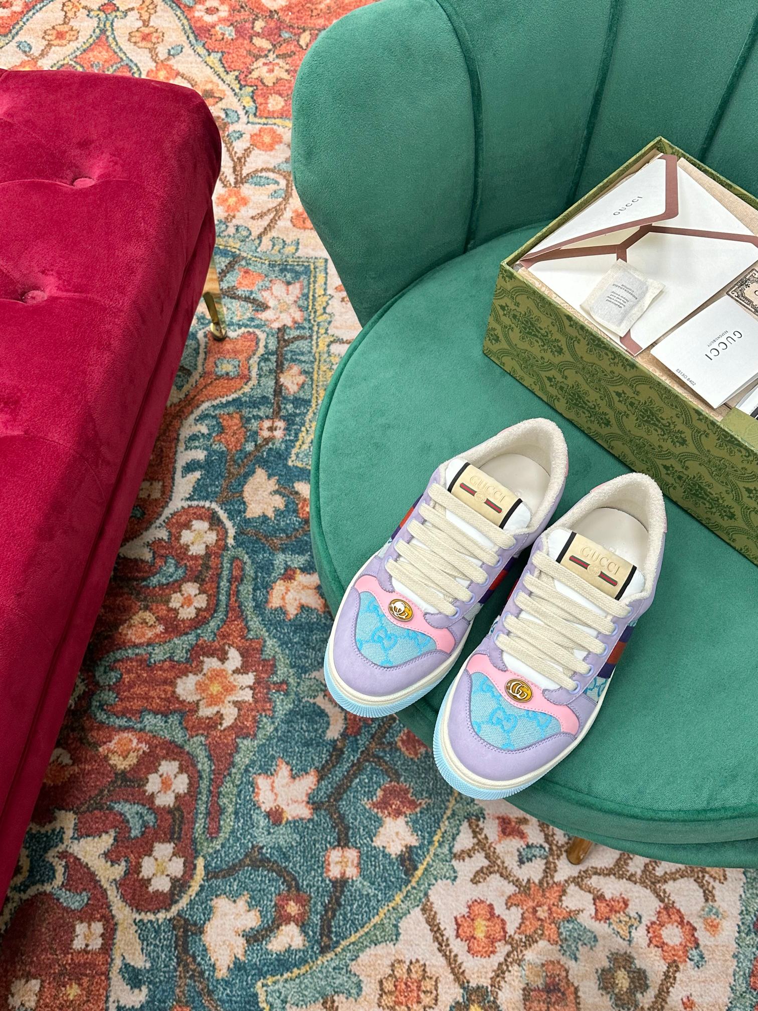 Новинка Gucci 2023 года - Кроссовки с эффектом потертости - Парный стиль - Фиолетовые