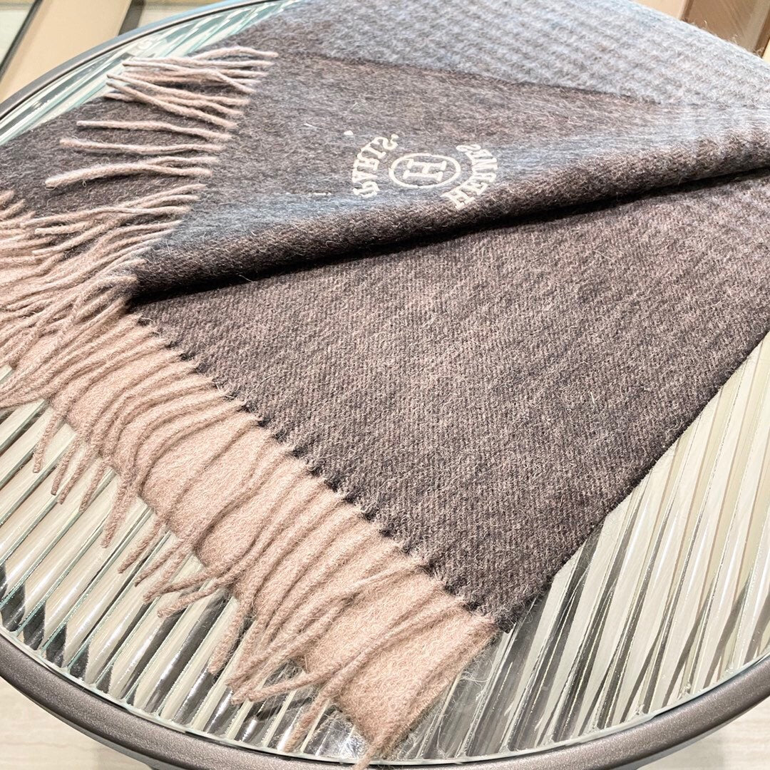 Кашемировый шарф Hermes с градиентным рисунком - 32 см - 180 см