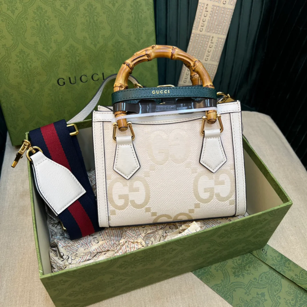 Сумка Gucci из бамбука - 20x16x10 см - белая