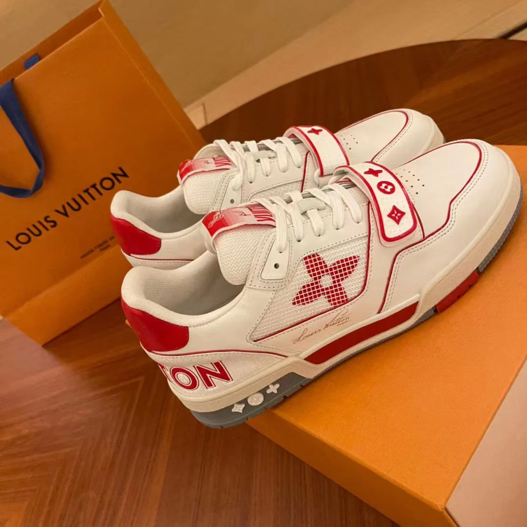 Кроссовки LV Trainer Series - на липучках - унисекс - бело-красные